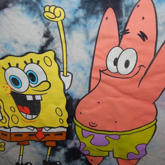 NICKELODEON Spongebob women's junior's medium tie-dye cropped graphic t-shirt - Picture 2 of 7